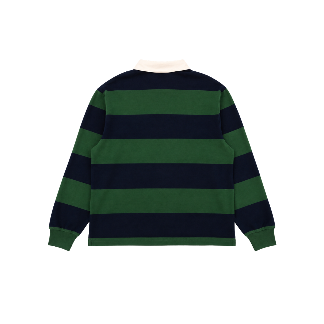 Classic Striped Rugby Shirt in Green and Navy