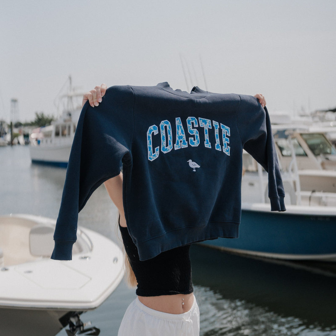 Coastie Floral Mockneck - Navy