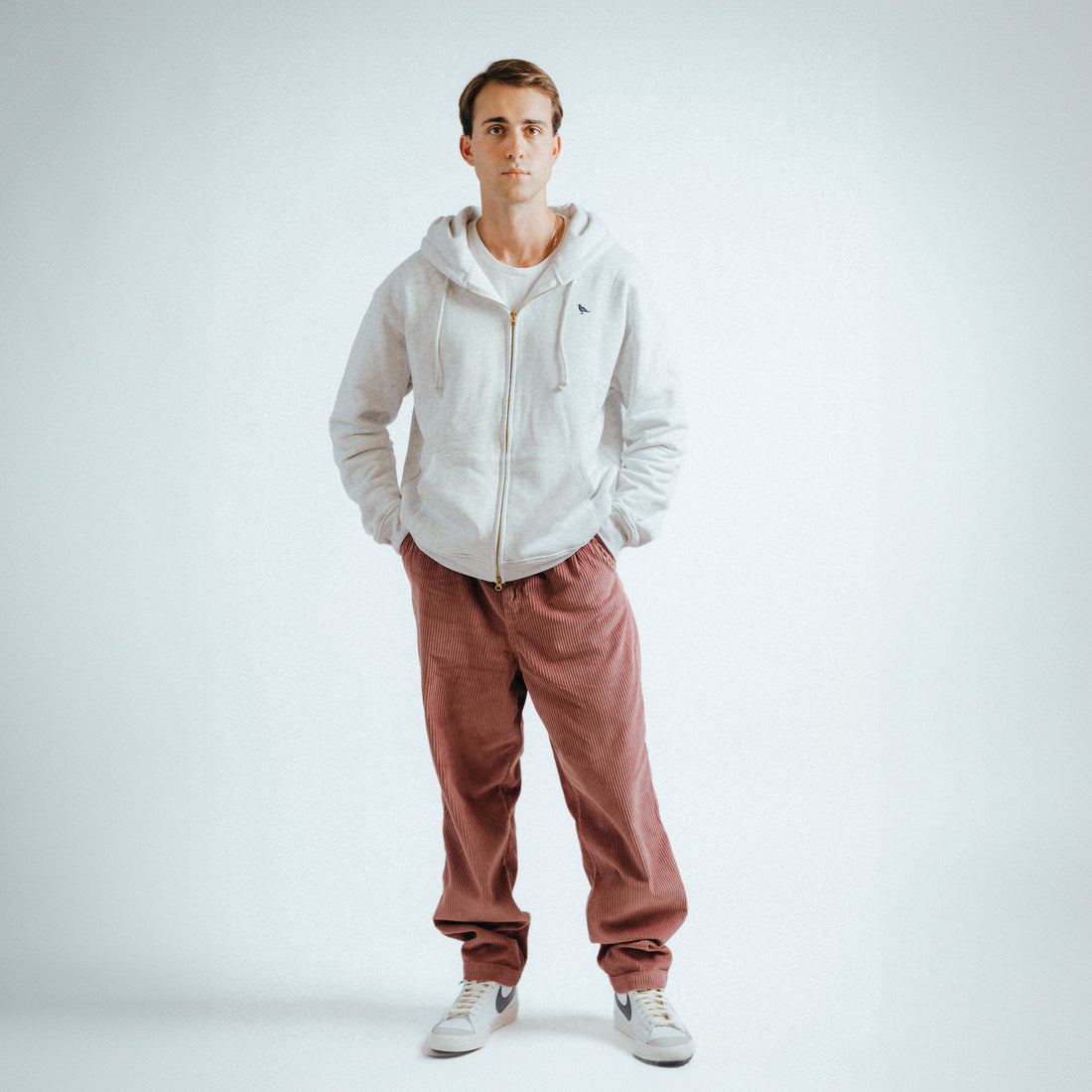 Just Mystic Logo Zip Hoodie in Silver Grey