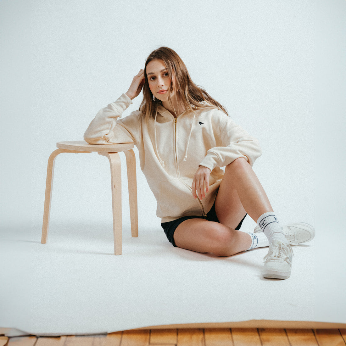Just Mystic Logo Zip Hoodie in Ivory
