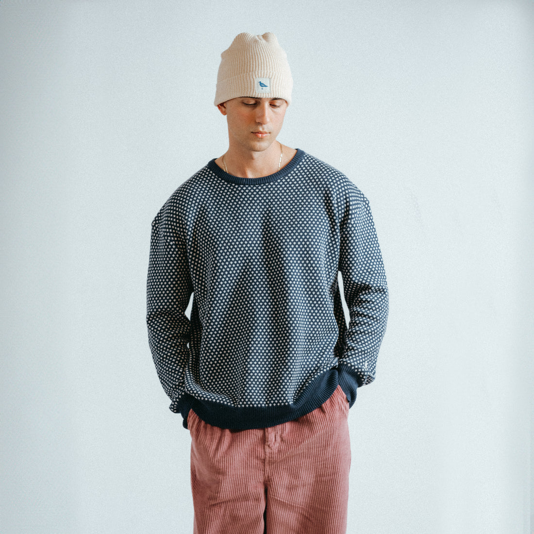 Mystic Cotton Knit Beanie in Cream
