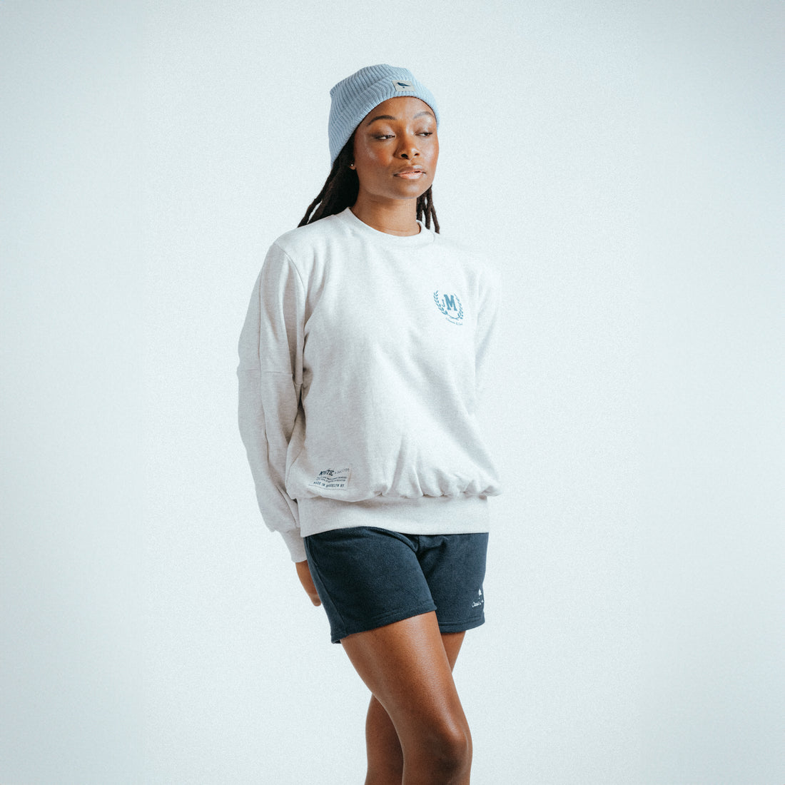 Mystic Cotton Knit Beanie in Baby Blue
