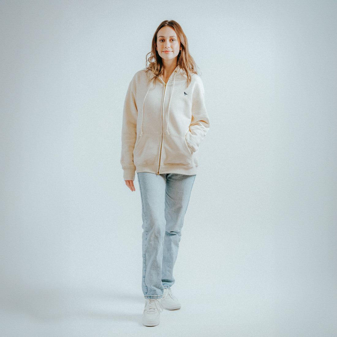 Just Mystic Logo Zip Hoodie in Ivory