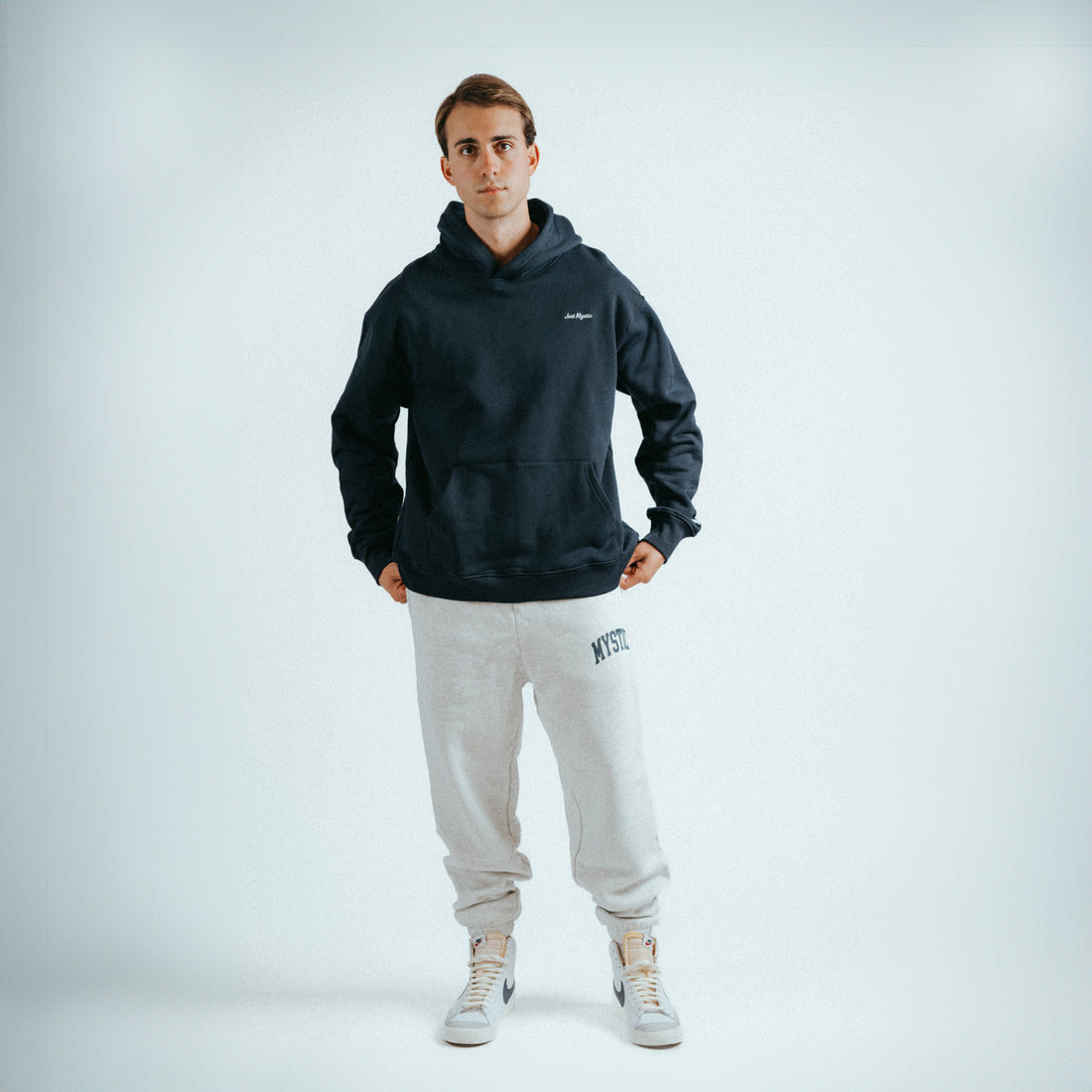 Just Mystic Pullover Script Hoodie in Navy