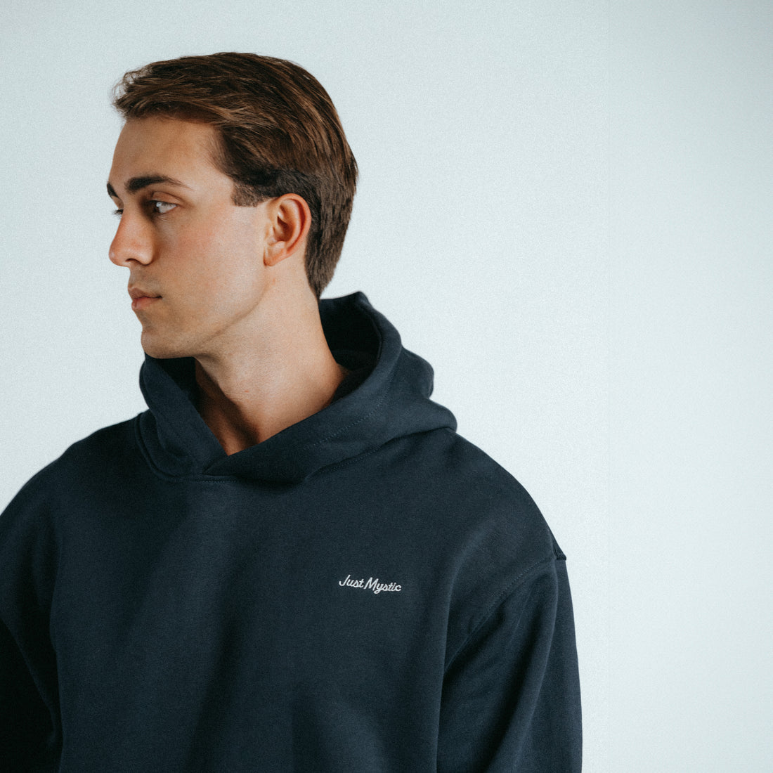 Just Mystic Pullover Script Hoodie in Navy