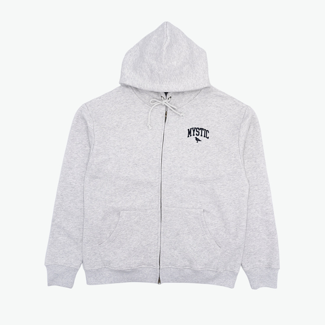 Mystic Embroidered Zip Hoodie - Silver Grey
