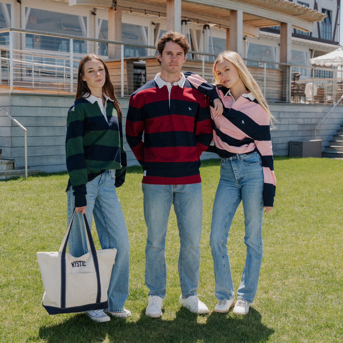 Classic Striped Rugby Shirt in Pink and Navy
