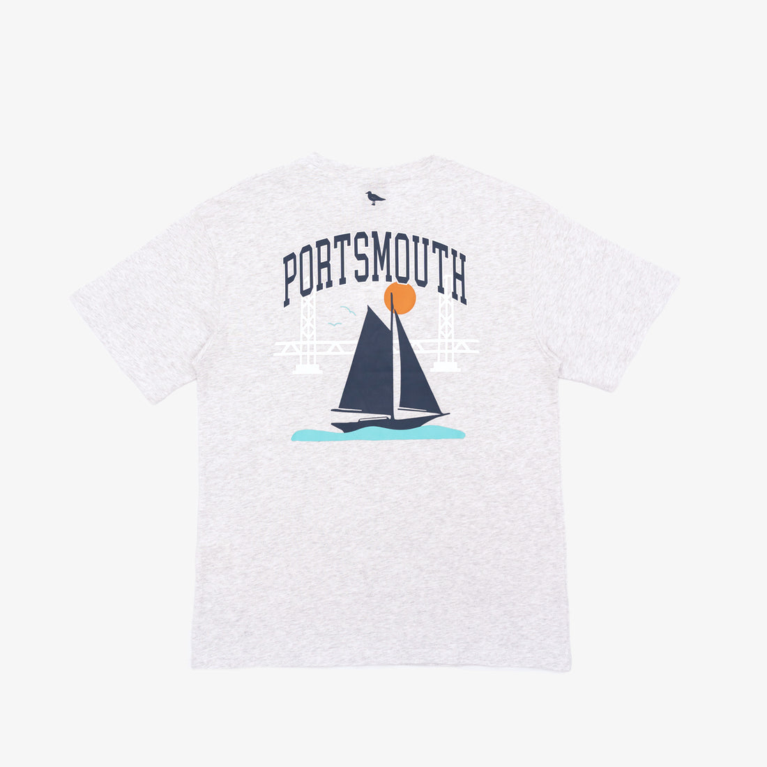 Portsmouth Bridge & Boat Short-Sleeve T-Shirt in Silver Grey